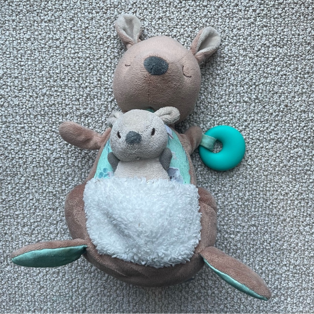 Mary Meyer Kangaroo Soft Baby Crinkle Toy Rattle Teething Ring & Squeaker